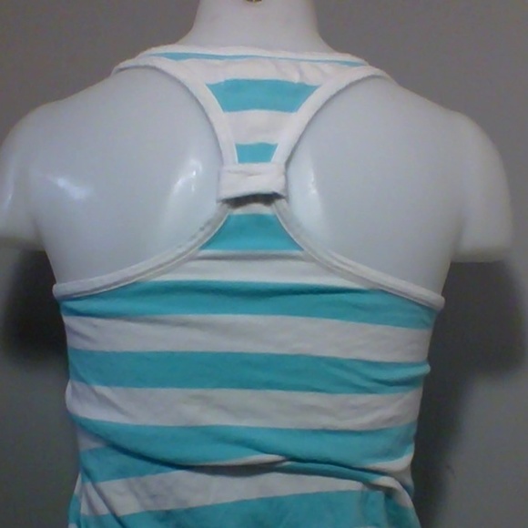 🌈 Teal Striped Stretch Tank Top XS/TP - Picture 2 of 4